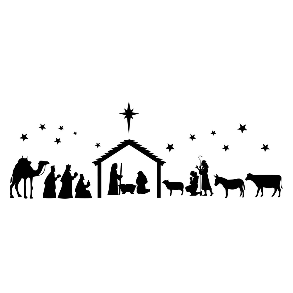 Kerst Raamstickers Herbruikbaar - Kerststal - Zwart - Raamdecoratie - Kerst decoratie - 30 Delig - Statische kerststickers